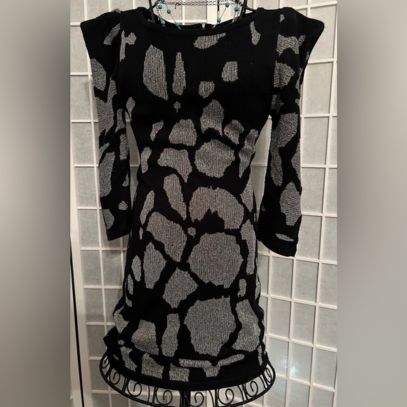BEBE ADDICTION Lurex Animal Sweater Dress NWT - Picture 2 of 8